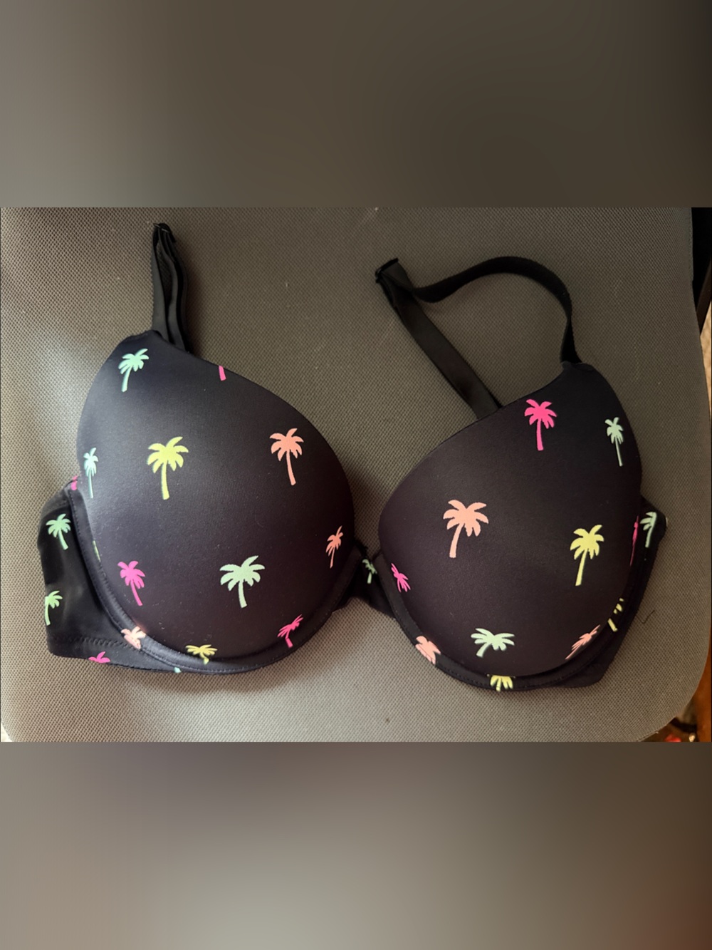 Black Palm Print Push-Up Bra
